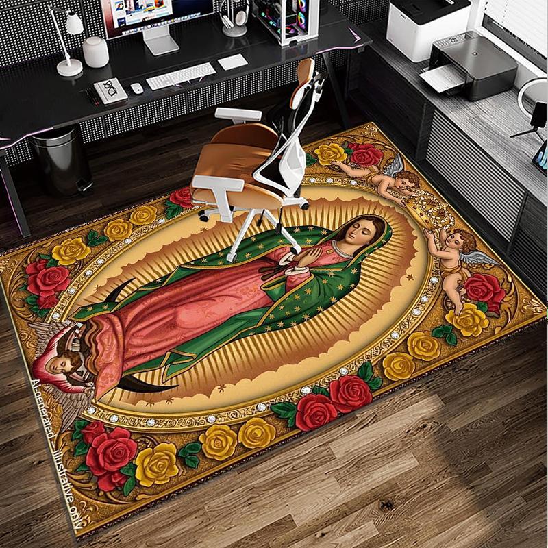 Our Lady Of Guadalupe Maria Office Rug Chair Mat, Entryway Carpet, Suitable for Front Door, Bedroom, Living Room, Desk, Holiday Gift