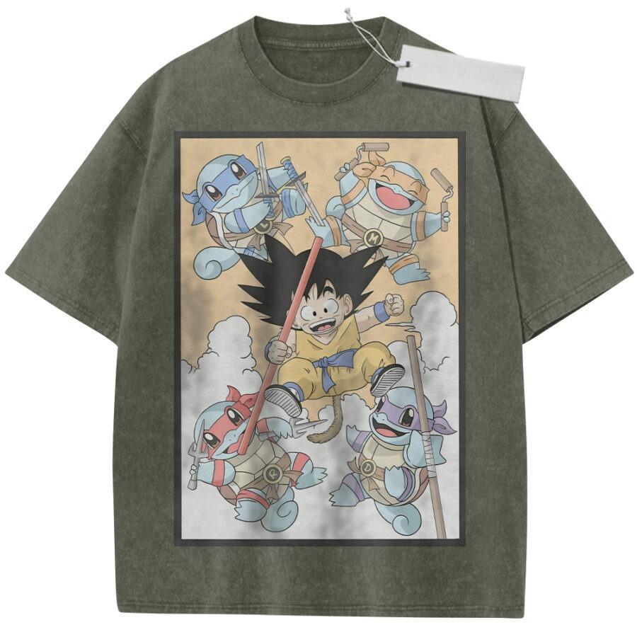Summer Mens Black Washed T  Shirt Dragon Ball Kame Sennin Turtle Ninja High  Quality Fabric for Casual Shopping