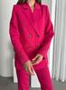 GILLAS QUEEN Women's Fuchsia Organic Linen Buttoned Blazer Jacket Trouser Suit