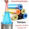 15 Pcs/Roll Thickened Drawstring Trash Bag Garbage Bags for Home Kitchen Office Bedroom