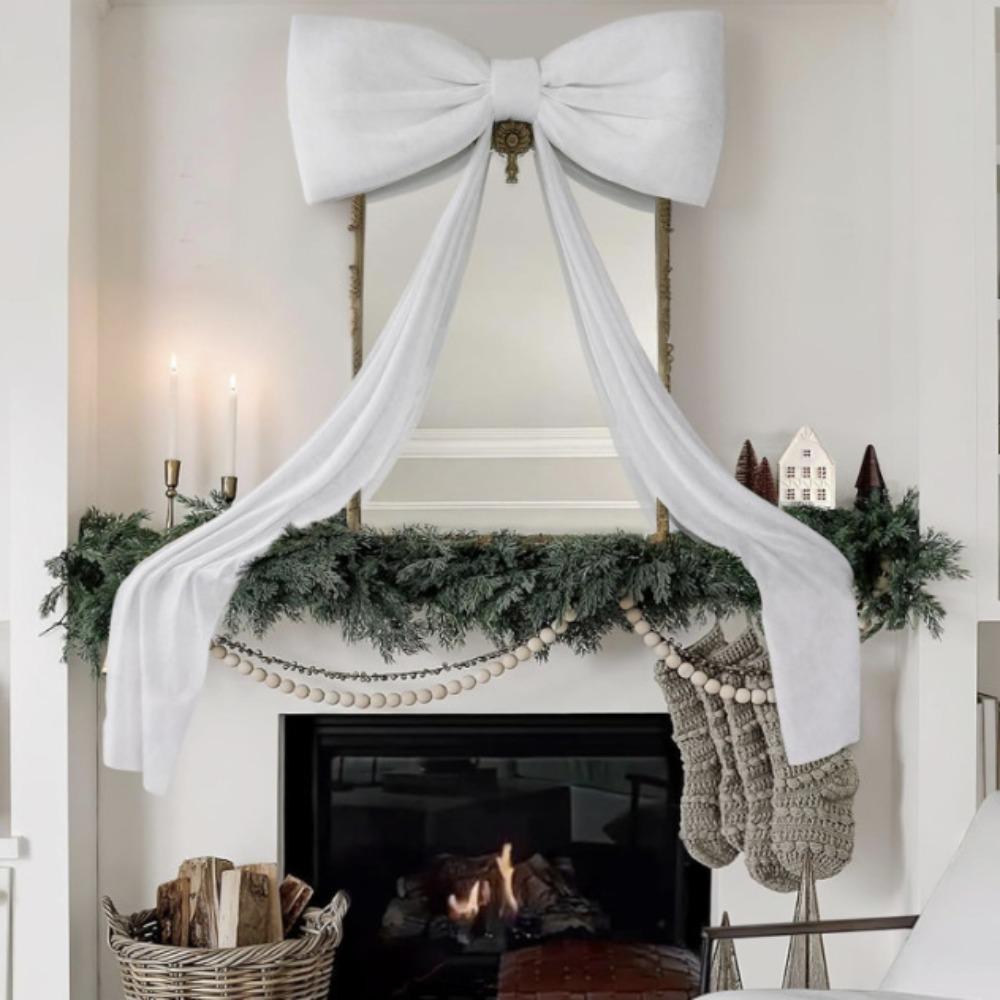 

50x180см Банты-топперы для рождественской елки Элегантные ленточные банты Украшения С Новым годом белый