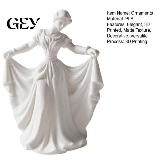 Retro Artistic Decoration 3D Printed Dancer Figurine, Elegant Dance Girl Statue with Flowing Dress, Aesthetic PLA Art Soft Lines Ballerina Sculpture