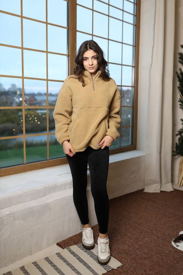 Sweatshirt (girls) – Fleece Pullover with Stand Collar & Kangaroo Pocket, Demi-season, 6438-130 HC