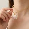 Mom Square Openable Pendant Necklace Fashionable Versatile Collarbone Chain New Year'S Gift 18K