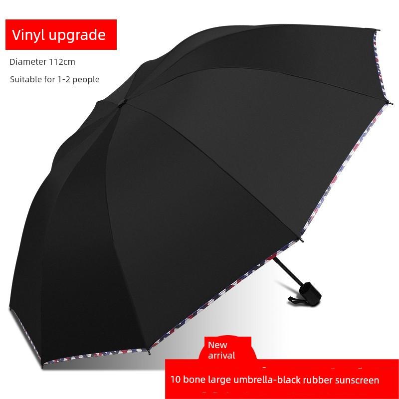 Large Umbrella for Men, Reinforced and Thickened, Sturdy and Wind-Resistant, Dual-Purpose for Sun and Rain, Manual Folding, Black Coating for Sun