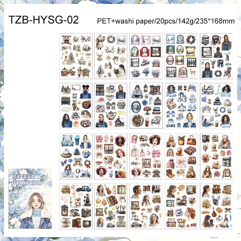 Recall The Past Series Vintage Plant Flower Character Landscape Sticker Book Creative DIY Journal Material Collage Stationery