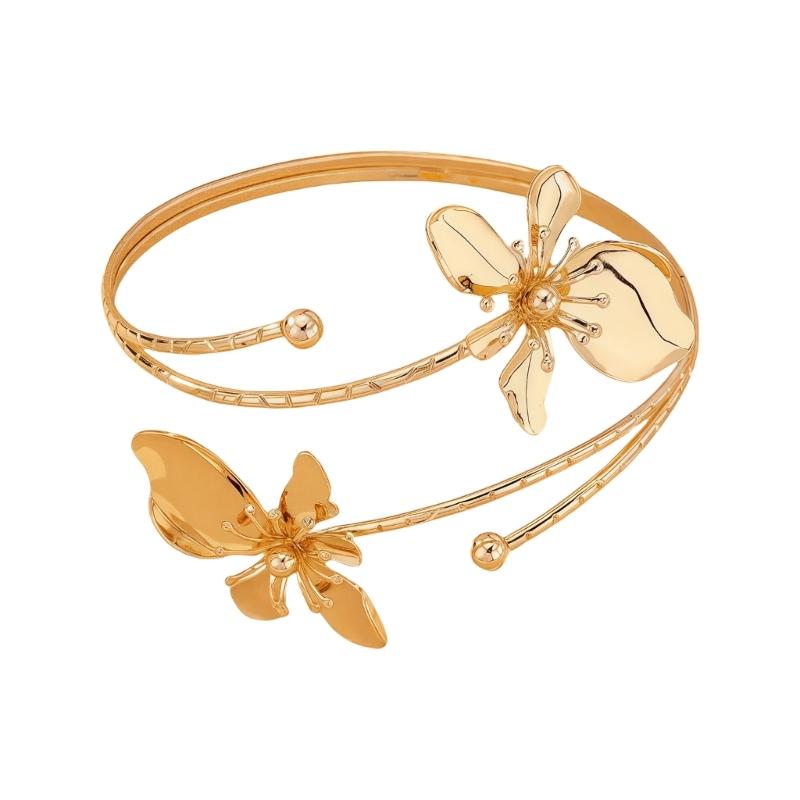 

Stylish Metal Adjustable Flower Bangle Bracelet Metal Texture Suitable for Fashionable Daily Wear and Special Occasions 1