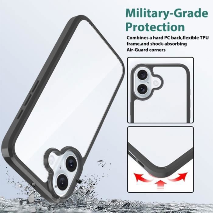 Coque de protection pour iphone 16 - booling - transparent - dos rigide - anti-rayures
