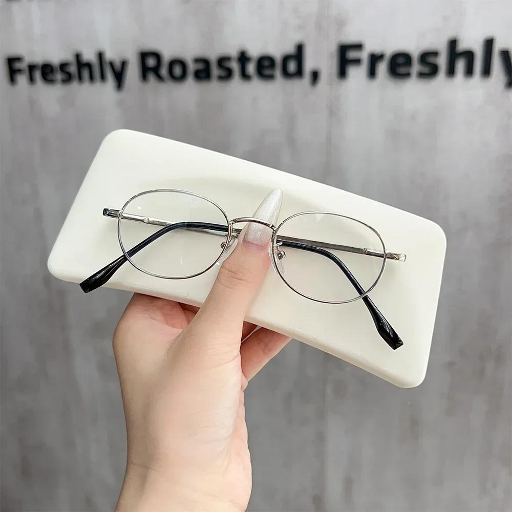 

Y2K Retro Oval Round Glasses Frame for Women Men Ultra-Light Metal Ins Glasses Vintage Eye Protection Optical Full Rim Glasses серебряный