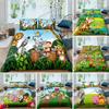Cartoon Animals Duvet Cover Set King Size Savannah Tropical Forest Jungle Wildlife Bedding Set Kids Zoo Polyester Quilt Cover