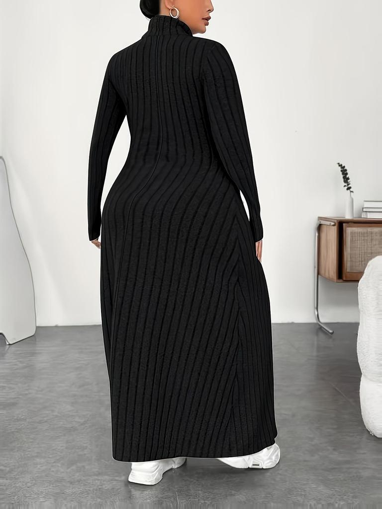 Plus Size High Neck Dress - Autumn/Winter European & American Style for Women