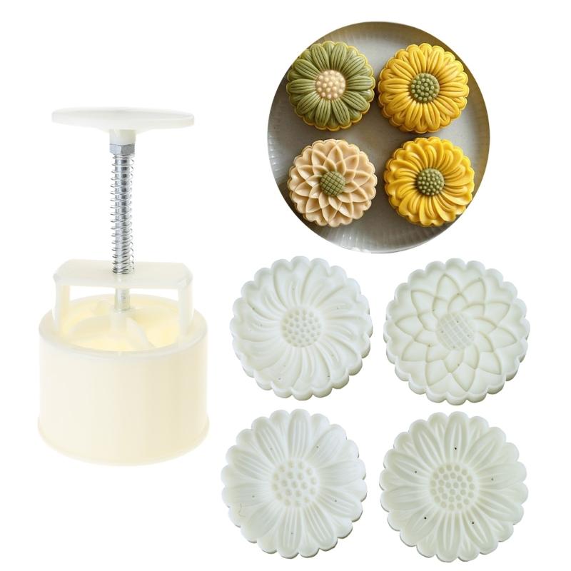 150g/200g Flower Shape Pastry Moulds Mooncake Mold Mooncake Mould Hand Pressure Tool Plastic Material Baking Accessories