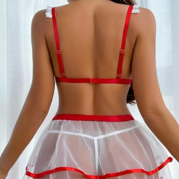 In Stock: Sexy European & American Strappy Nurse Lingerie Pajamas Set for Women