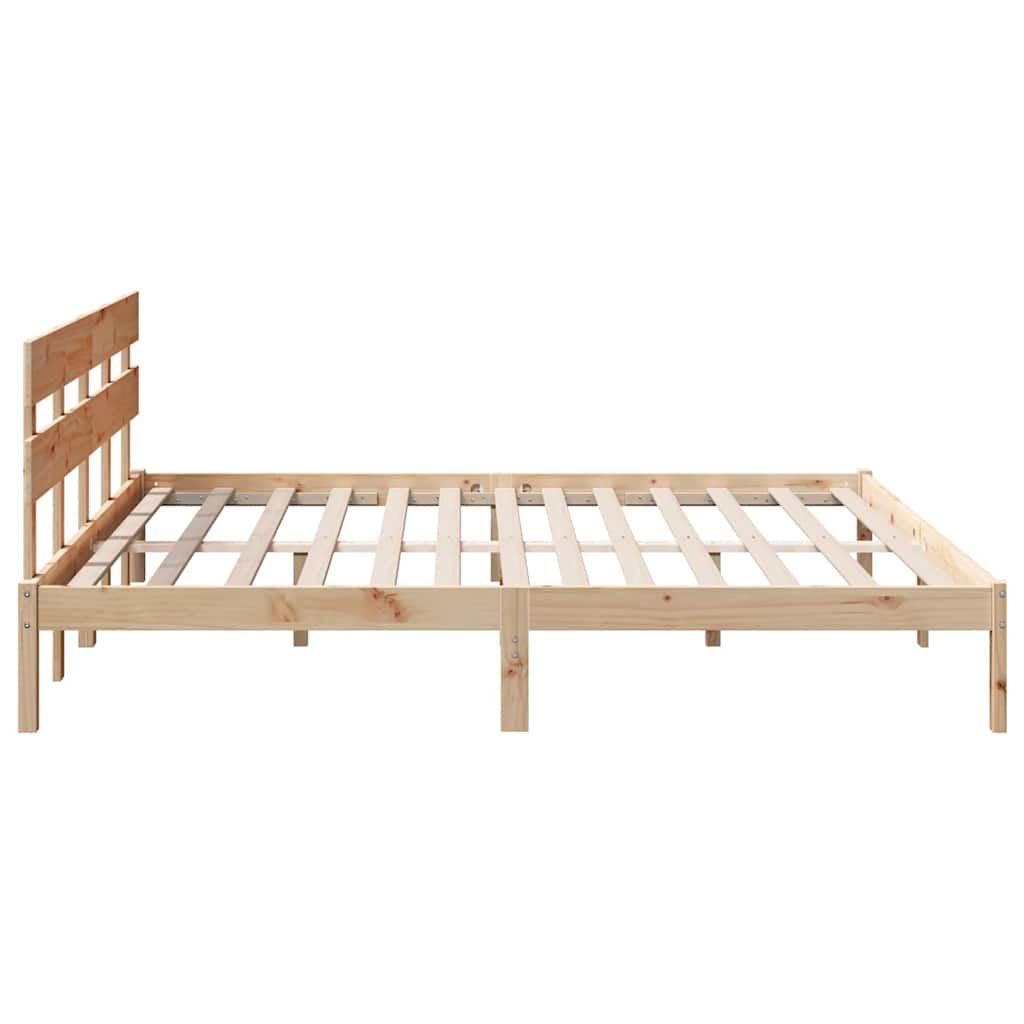 Brown Bed Frame with Headboard 180 x 200 cm Solid Pine Wood