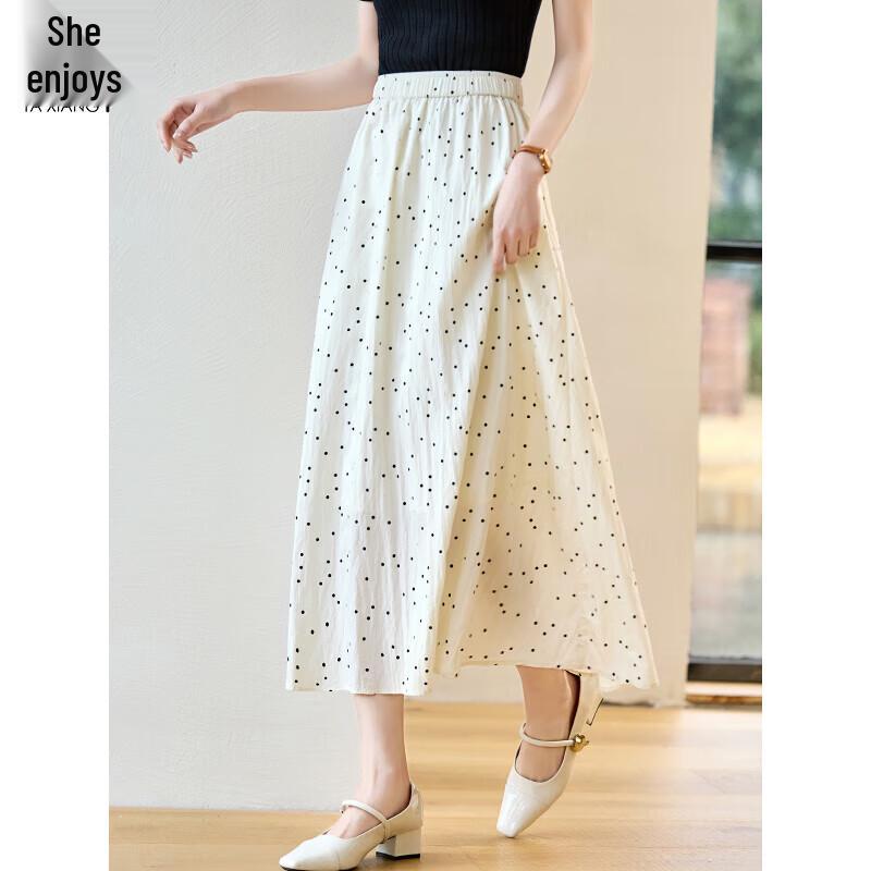 Элегантная юбка А-силуэта в горошек с высокой талией M