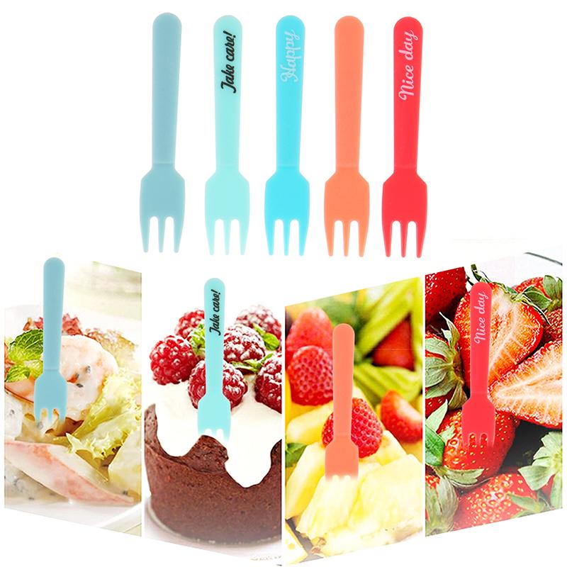 5Pcs Colorful Plastic Fruit Fork Mini Cartoon Children Snack Cake Dessert Food Fruit Pick Toothpick Bento Lunches Party Decor