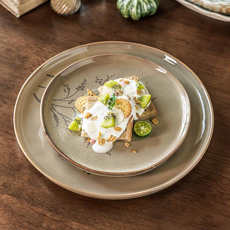 Talerz Retro Ręcznie Malowany Duży Talerz Ceramiczny Domowa Zastawa Stołowa Okrągły Talerz Danie Inwentarz Talerz w Kształcie Serca Talerz Talerz Zachodni