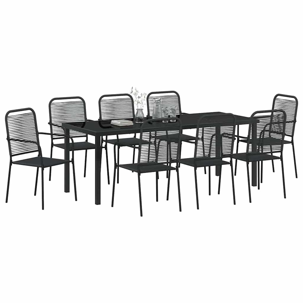Garden Dining Set 9 pcs Black Powder Coated Steel