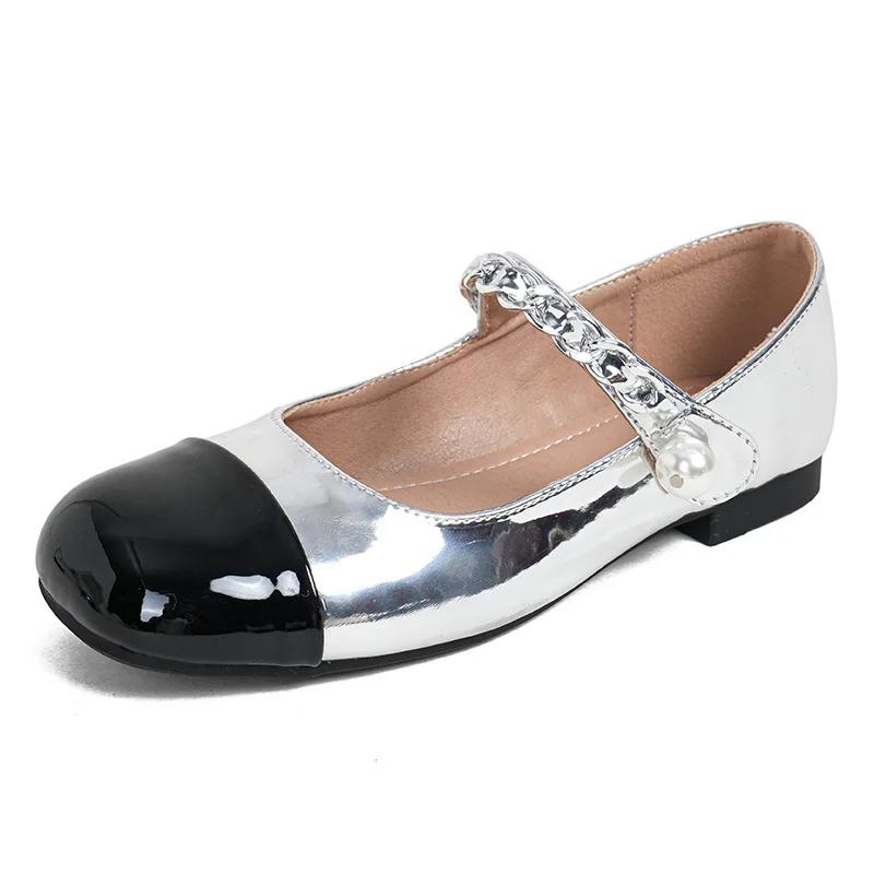 

Fashion Luxury Designer Women Mary Jane Shoes Elegant Pearl Shiny Square Toe Footwear Large Size 2025 Spring Low Heels Ladies Pumps 42