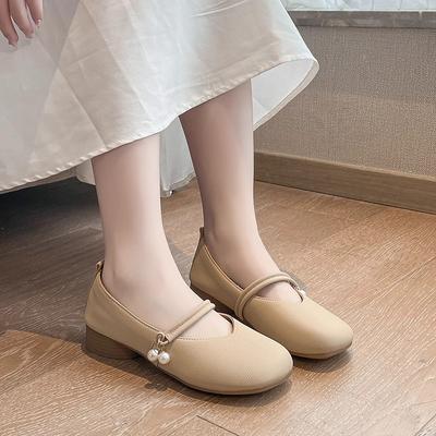 Modische Damenschuhe Französischer Stil Einzelne Schuhe Weiche Sohle Hohe Absätze Kleine Lederschuhe 2024 Neuer Stil Fröhliche Dicke Sohle Rutschfest
