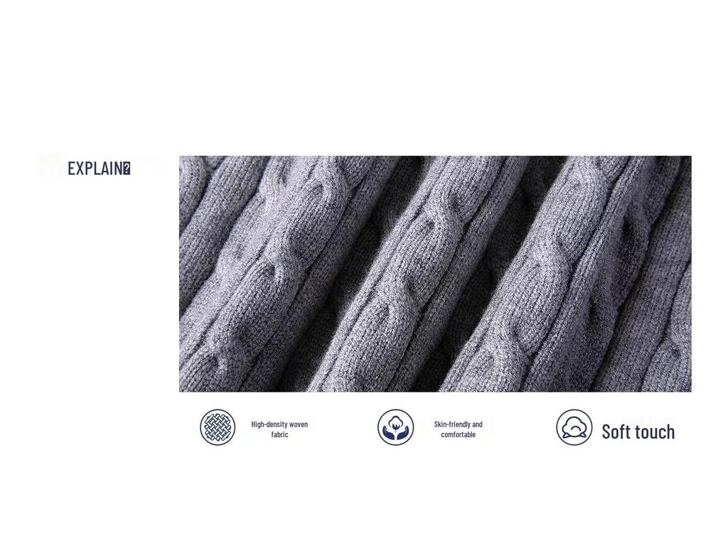 Herrstickad polotröja i amerikansk stil - Höst/Vinter Lös kabelstickad tröja