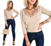 Women's Striped Blouse V-neck Lace