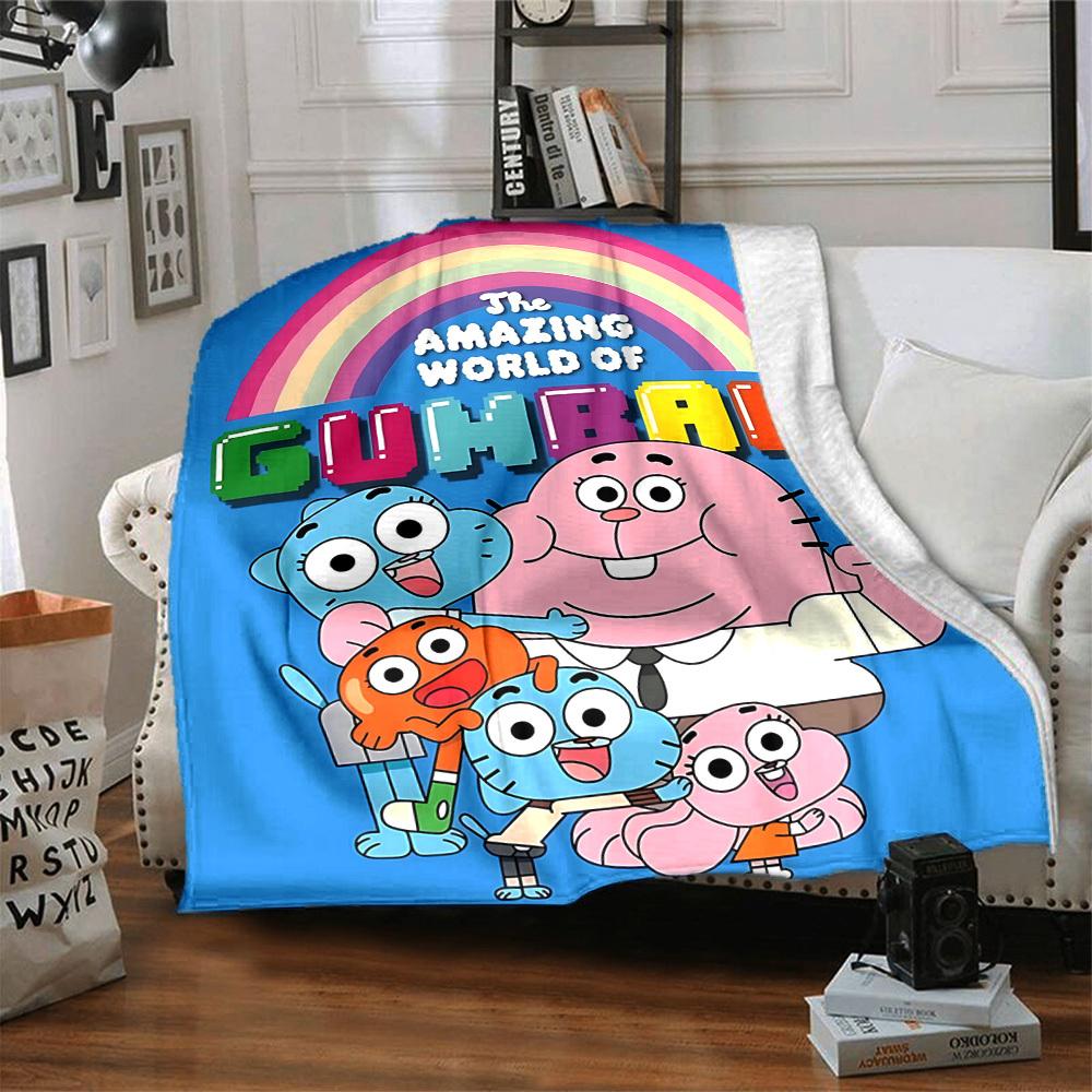 1pc The Amazing World of Gumball Cozy Print Blanket - Lightweight Warm Flannel Throw