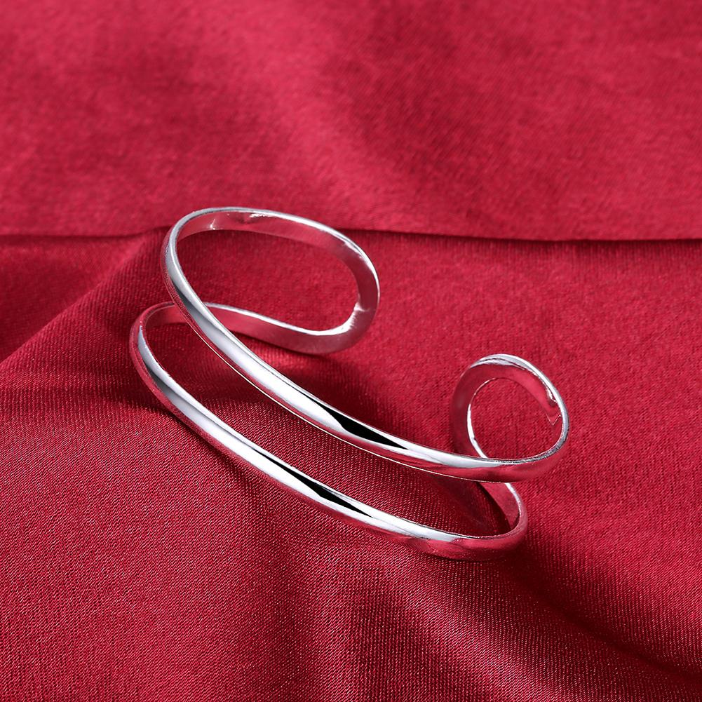 Wholesale Fine 925 Sterling Silver Bangles Bracelet Charms Heart Open for Women Lady Jewelry Adjustment Cuff Wedding Gift