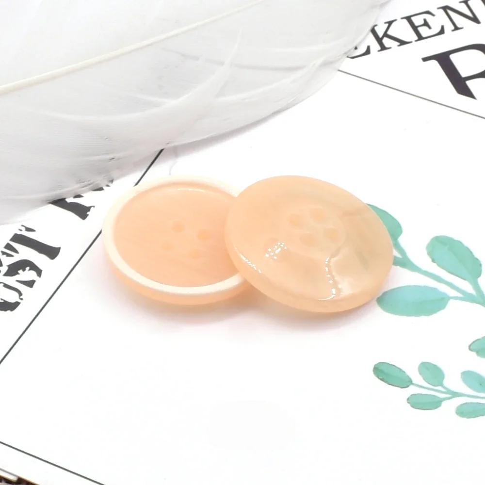 10pcs/bag Beautiful 4-hole Buttons 15/20mm Round Concave Resin Buttons Skirt Blouse Sewing Accessories