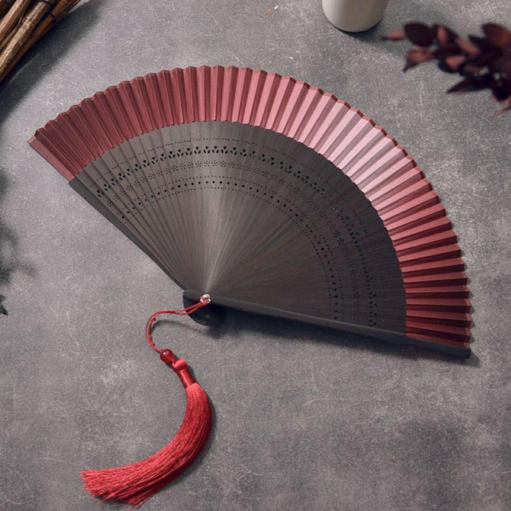 Hollow Carving Bamboo Folding Fan Portable Dance Fan Chinese Style Retro Hand Fan Gift Giving