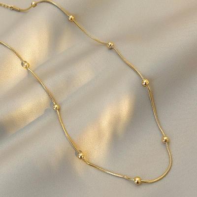 Korean Style Titanium Steel Snake Chain Necklace - Vintage Gold, Women's Clavicle Jewelry