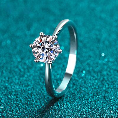 Bague de mariage en Moissanite couleur D 0.3-2CT, coupe ronde plaquée platine, en argent Sterling S925, diamant de laboratoire classique
