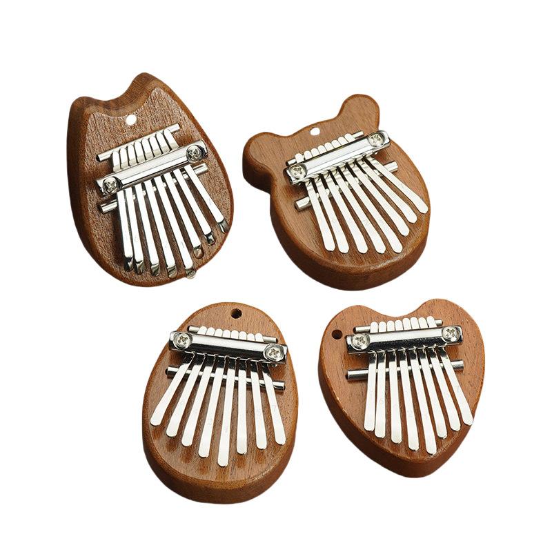 Mini přenosná dřevěná 8tónová Kalimba vysoce kvalitní vynikající prstové palcové piano Marimba hudební doplněk přívěsek dárek
