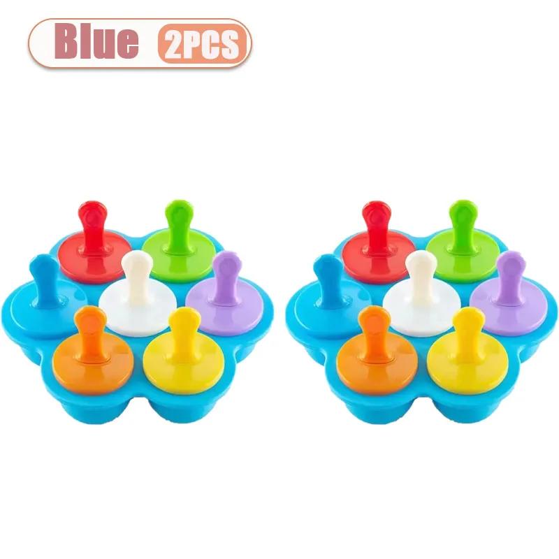 1/2/4 יחידות 7 חורים עשה זאת בעצמך תבנית פלסטיק לגלידה, מכין כדורי גלידה, תבניות לפופסיקל, כלי עזר לאביזרים למטבח ביתי לפירות שייק לתינוק