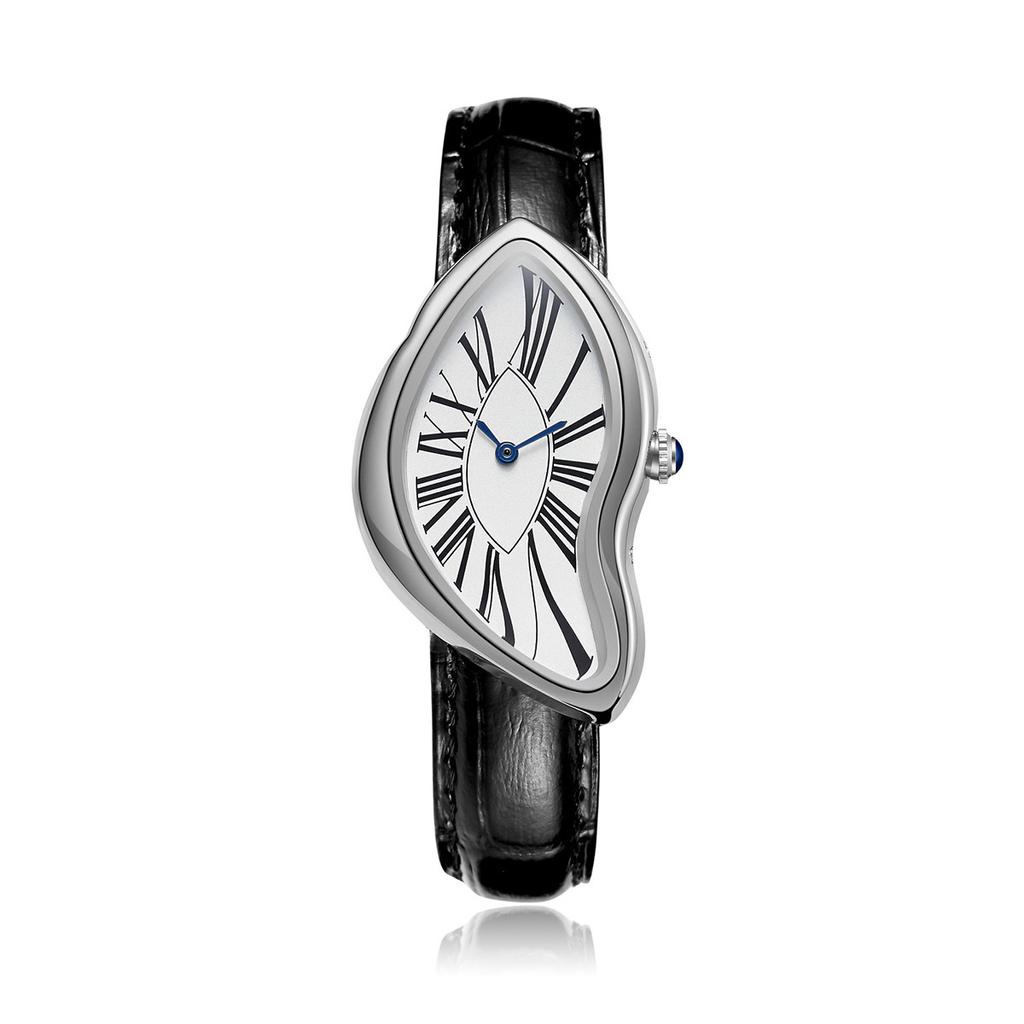 New Shape Quartz Men's Watch Y2k Style Twisted Case 2025 Trendy Personalized Niche Design Watch Leather Waterproof Watch Clock