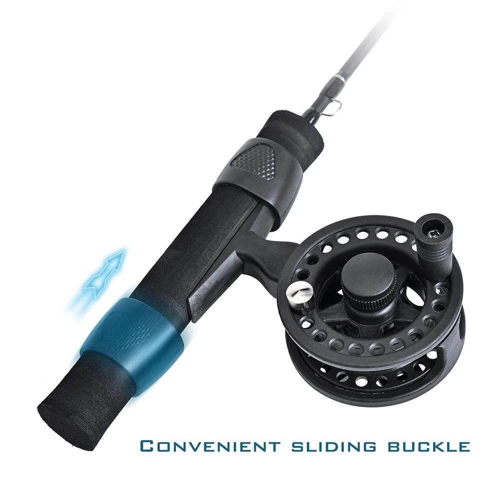 LEO 51cm Canna da Pesca Invernale Canna da Pesca in Fibra di Vetro con Mulinello Portatile Ultra-corta Impugnatura Antiscivolo Attrezzatura da Pesca Attrezzatura per Pescatori