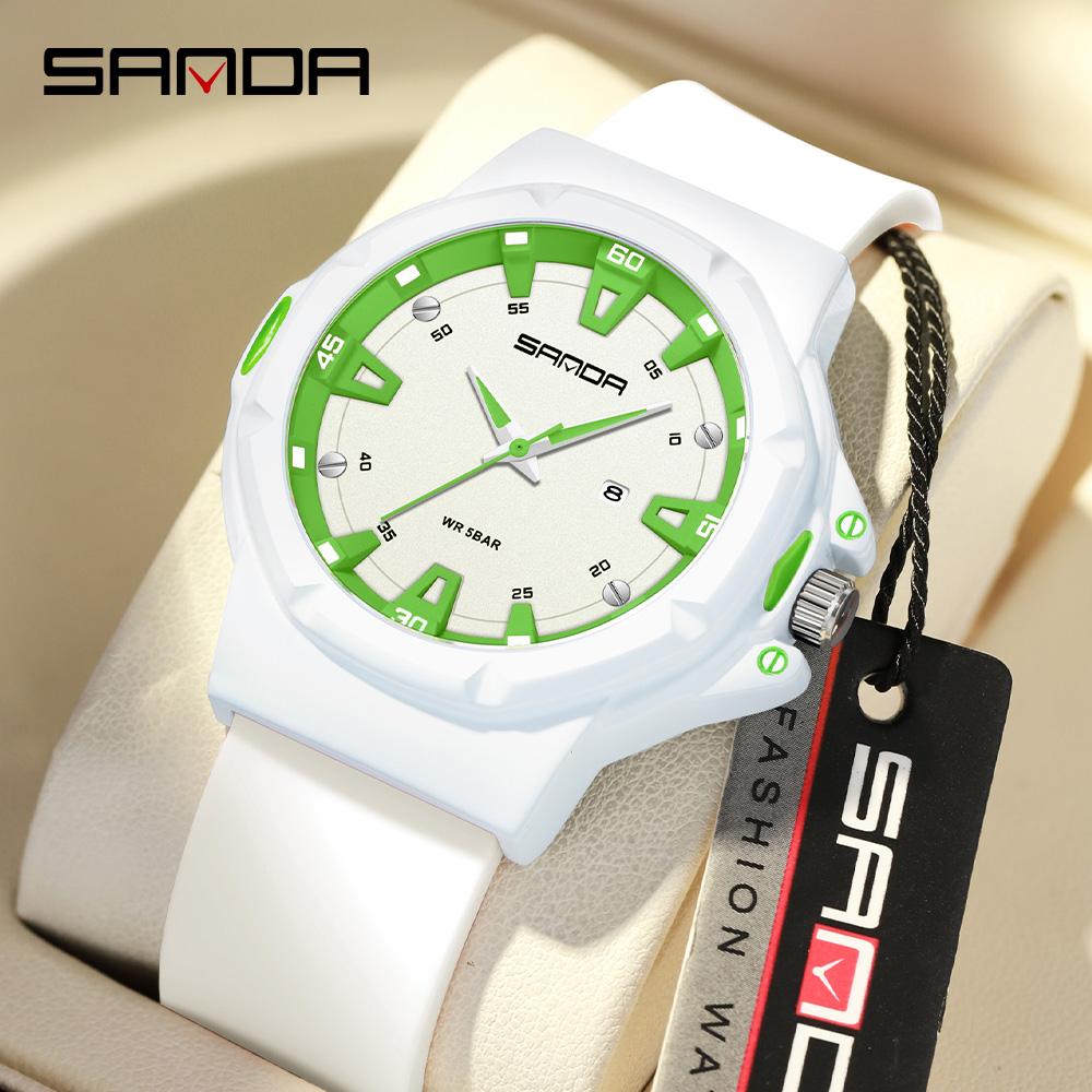 SANDA New 3260 Fashion Student Quartz Watch Waterproof Luminous Calendar Simple Women's Student Quartz Watch
