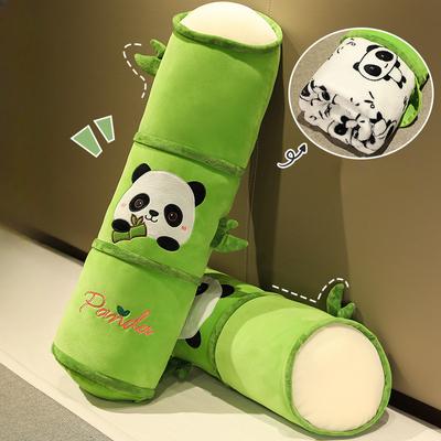 Kreslená Panda Bambusový Polštář Deka Kryt na Obědovou Pauzu Dvouúčelový Dva v Jednom Panda Bambusová Trubka Dlouhý Spací Polštář na Nohy
