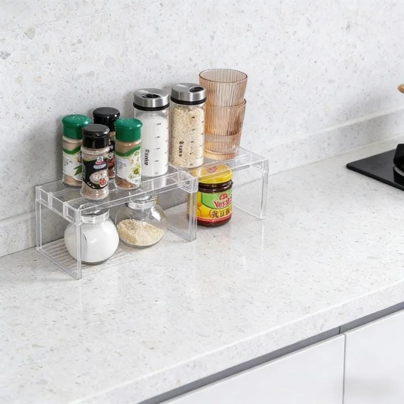 Transparent Layered Separator Shelves Refrigerator Storage Rack Space-Saving Fridge Organizers Desktop Stand Kitchen Accessories