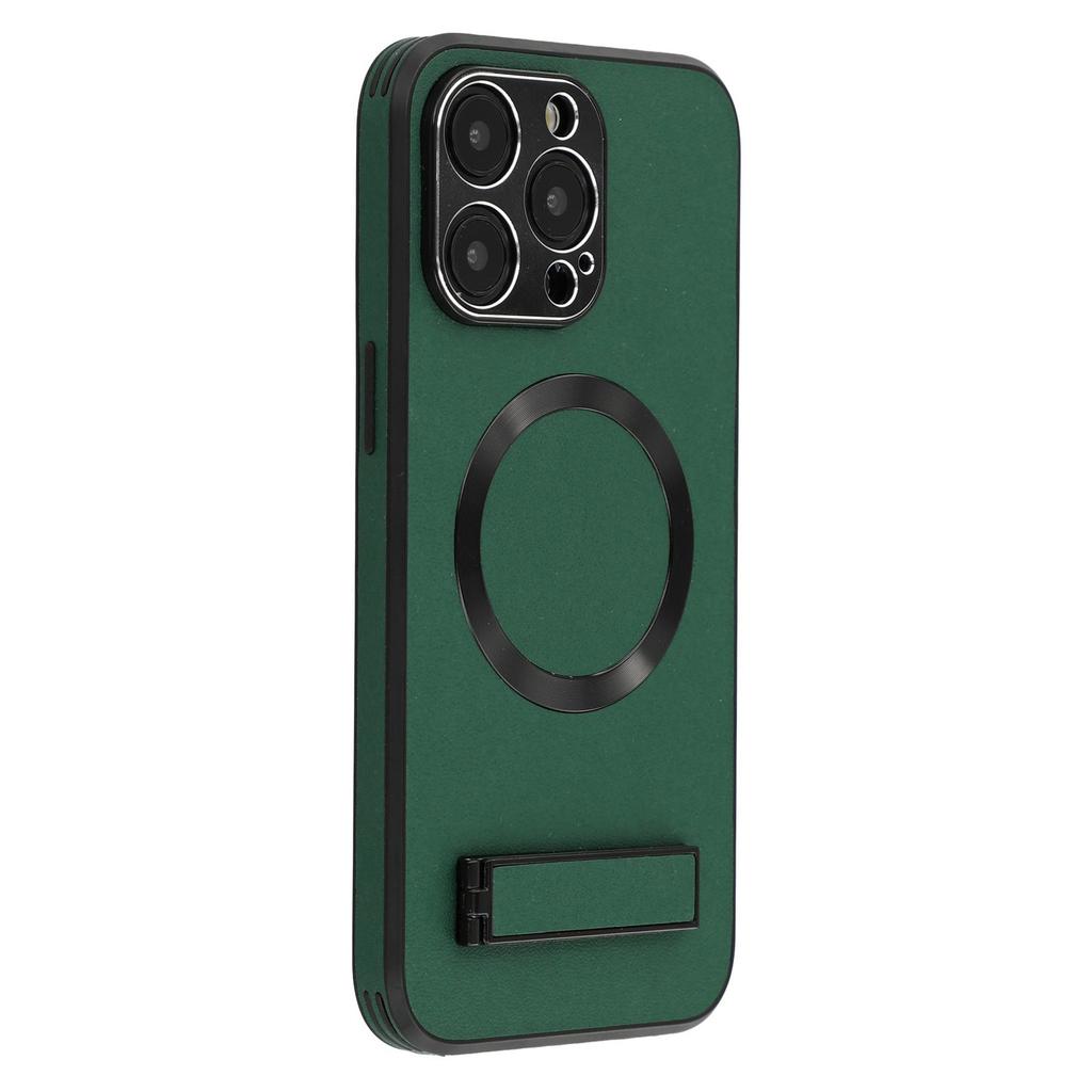 For iPhone 14 Pro Max Kickstand Case Compatible with MagSafe PC+TPU+PU Phone Back Cover