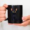 Black Ceramic Cup with Black Cat Design, Suitable for Coffee, Tea and Daily Use