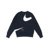Nike Swoosh Logo Print Knit Crew Neck Sweater Men Sweatshirt Black DD6097-010