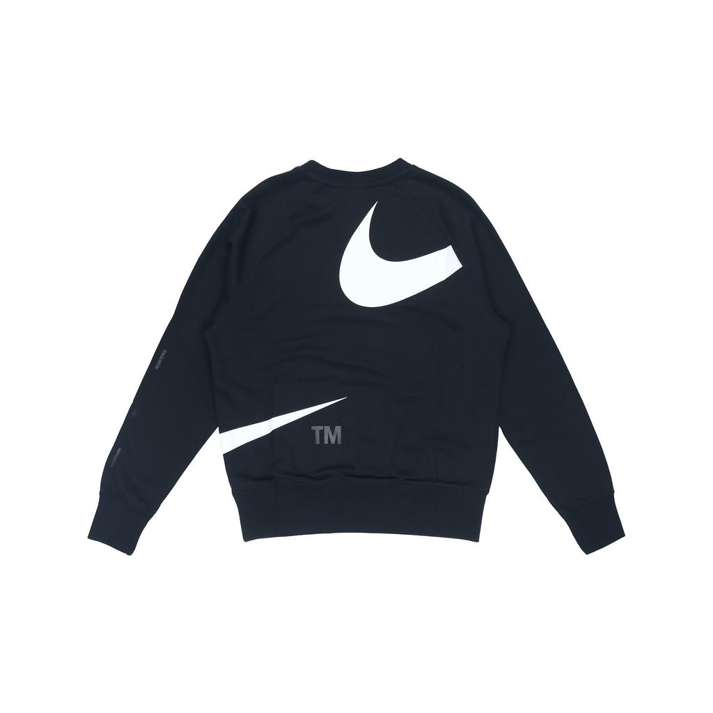 Nike Swoosh Logo Print Knit Crew Neck Sweater Men Sweatshirt Black DD6097-010