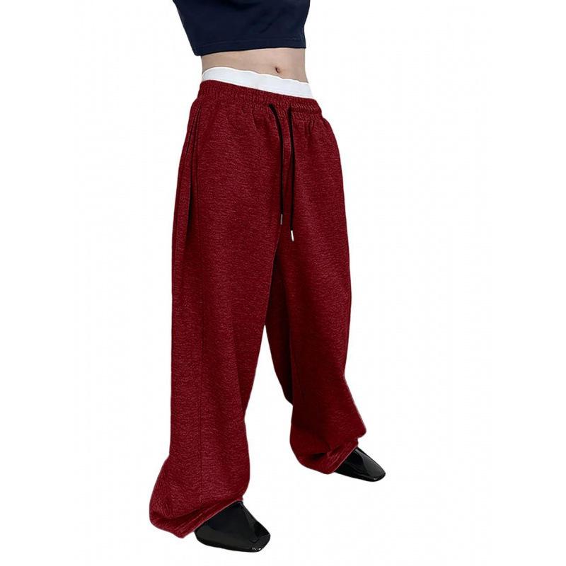 Men's 2025 European & American Style Wide-Leg Drawstring Sweatpants with Pockets