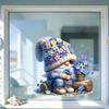 Forget-Me-Not Gnome Window Decal Static Window Sticker Waterproof Removable Window Cling for Living Room Bedroom