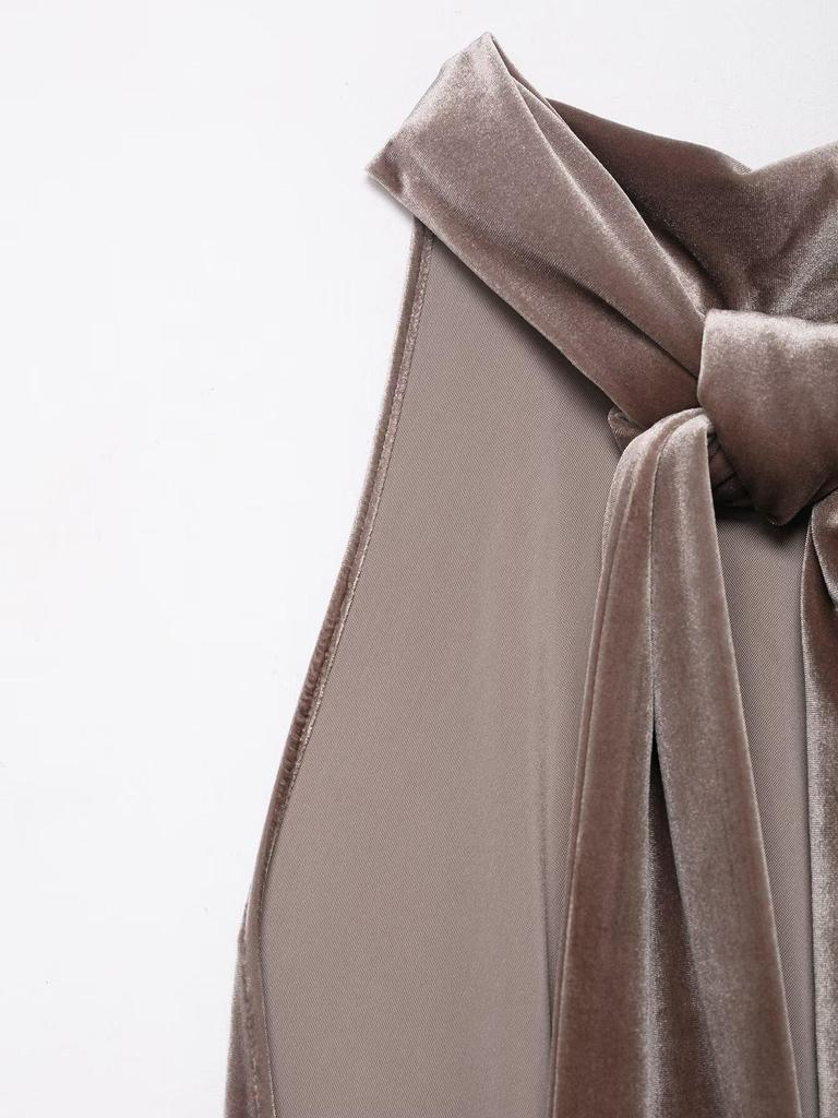 ZA Women's Asymmetrical Halter Neck Sequin Georgette Scarf Top