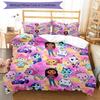 3pcs Gabby’s Dollhouse Bedding Set Duvet Cover Closure Includes 1 Duvet Cover & 2 Pillowcases, Soft and Comfortable for All Seasons.