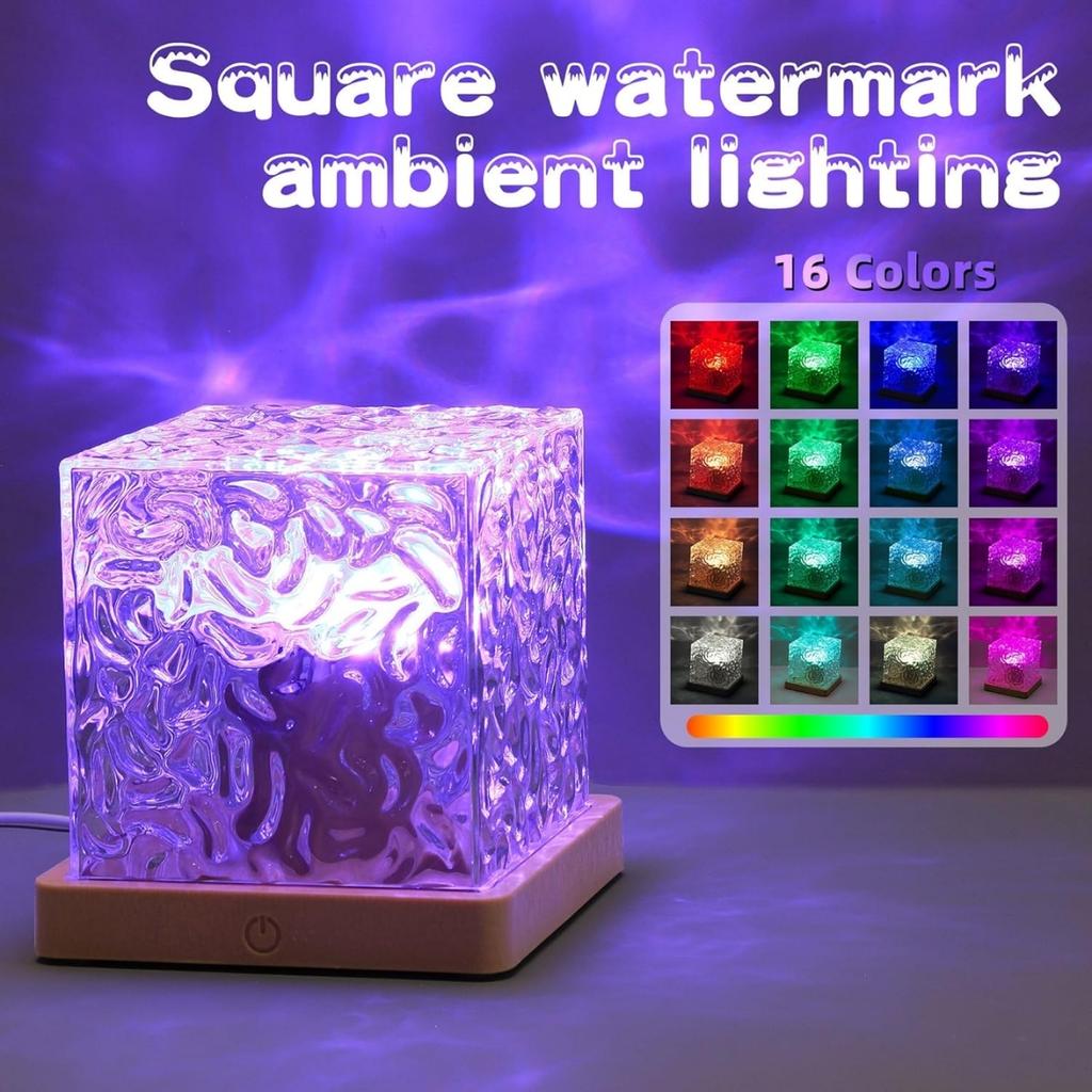 Dynamic Rotating Water Ripple Projector Night Light RGB16 Color Flame Crystal Light Living Room Study Bedroom Rotating Light