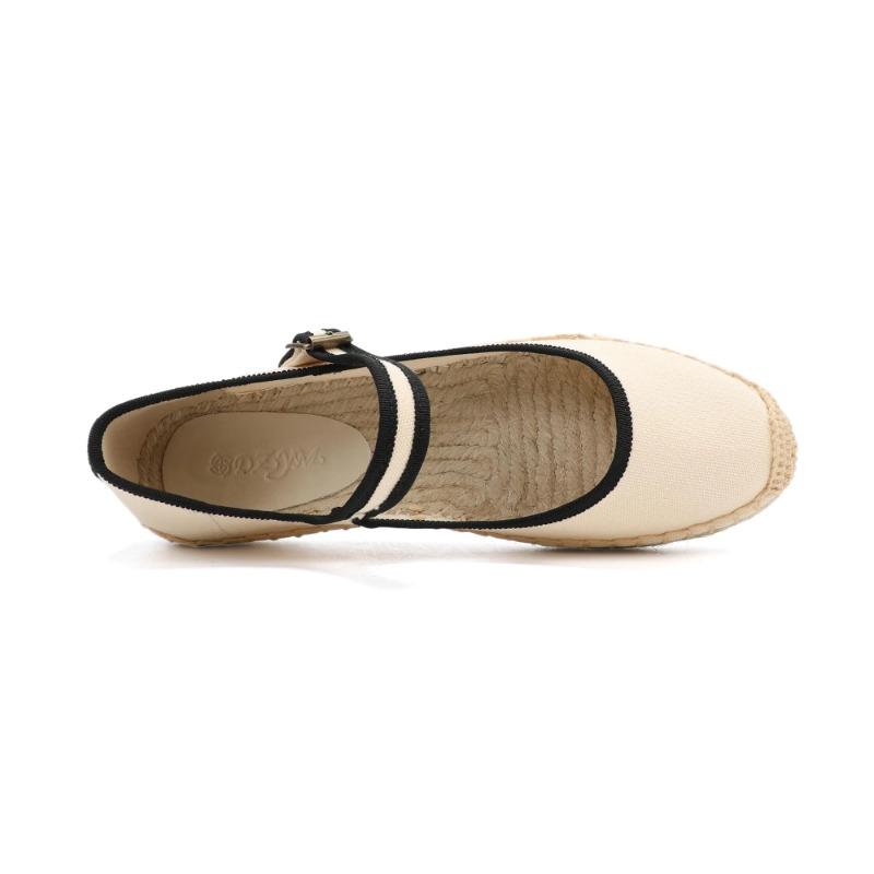 Eleganti Espadrillas Mary Jane Scarpe Piatte da Donna con Tomaia in Tela Traspirante Mocassini da Donna