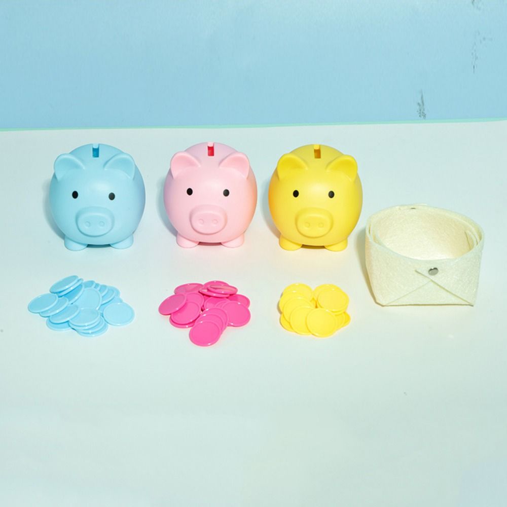 

Colorful Cute Piggy Bank Money Boxes Toddler Coin-operated Toy Movement Training for Children Set 3